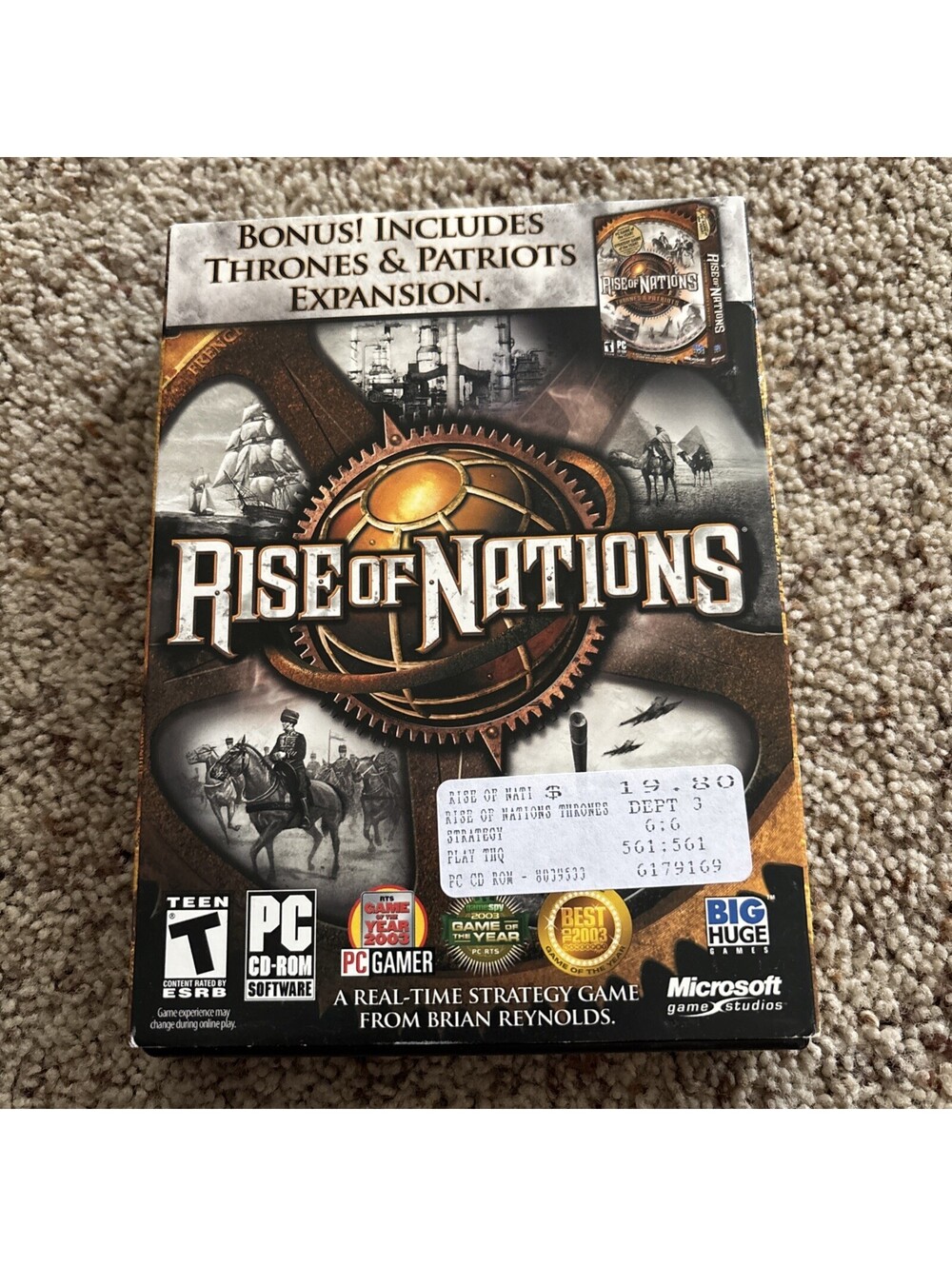 Rise of Nations + Thrones & Patriots Expansion PC CD-ROM Strategy Game Microsoft